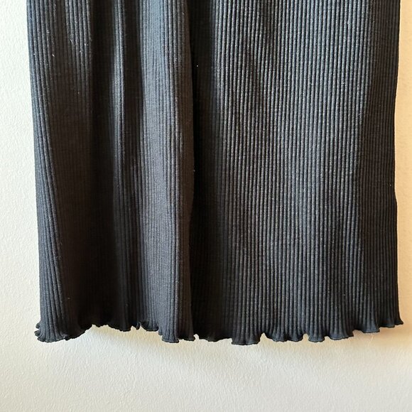 Women's 8 Sweaty Betty Black Ribbed Midi Dress Slim Fit Pleated Lettuce Hem - Picture 8 of 11